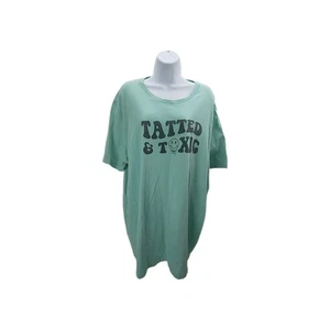 Unisex T-shirt Graphic Tatted & Toxic Size 3 XL Light Green Short Sleeve - Picture 1 of 8