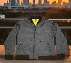 Brooklyn Industries Bomber Jacket XL. Blue Nylon. Unique Pineapple Print Lining - Picture 1 of 4