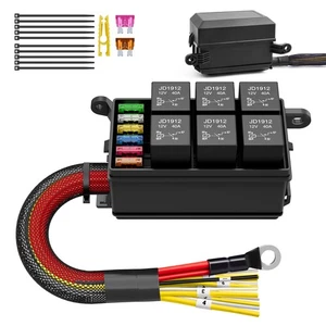 MICTUNING 12V Fuse Relay Box 6 Way 6 Slots ATC/ATO Blade Fuse Holder Universal - Picture 1 of 18