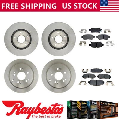 Rotores de freno delanteros traseros y pastillas de freno de cerámica para Honda Odyssey 2005-2010 Foto 1 de 4