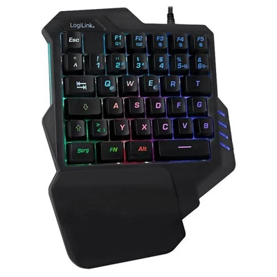 LogiLink Beleuchtete Einhand-Gaming Tastatur schwarz schnurgebunden - Bild 1 von 4