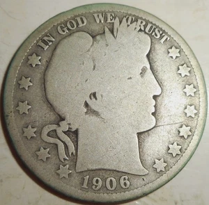 Medio dólar de peluquero 1906, subasta inmobiliaria, envío gratuito - Imagen 1 de 2