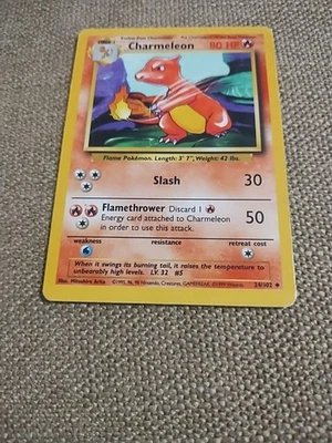 RARE Stage 1 Pokemon Charmeleon Card 24/102, 1995 Original - Image 1 of 4