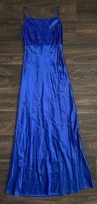 Vestido De Colección Y2K Años 90 Maurices Formal Para Mujer 9/10 Azul Real Baile de graduación Baile Lentejuelas Foto 1 de 4