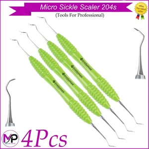 X4 Sichel Scaler 204S Dentalhygiene Werkzeug mit ergonomischem grünem Griff Instrument - Bild 1 von 1