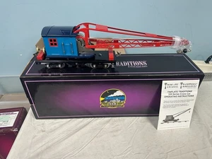 MTH Tinplate Traditions 10-2007 #519 zweifarbig blau mit Messingverkleidung Kranwagen - Bild 1 von 9