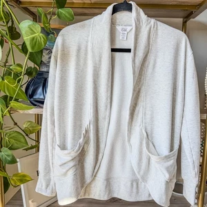 Athleta Mädchen Wickel & Roll Sweatshirt Cardigan-Nebel grau meliert-Mädchen Gr. Large/12 - Bild 1 von 8