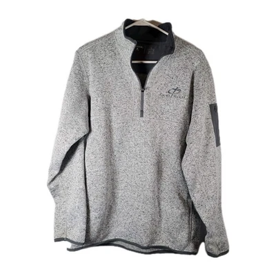 Sudadera Pullover Antigua Logo Bordado 1/4 Cremallera Para Hombre Grande Gris Jaspeado  Foto 1 de 4