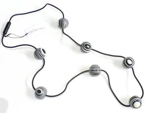 Sobral Pop Art Black White Olho Grego Longo Artist Made Bead Necklace - Picture 1 of 4