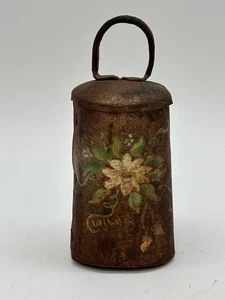 Vintage antike primitive Messing Kuhglocke handgeschmiedet handbemalt signiert 4,25 Zoll - Bild 1 von 10