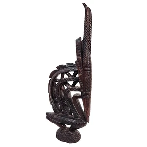 West African Carved Wood Chi Wara Antelope Headdress Figure Bamana Signed 12" - Picture 1 of 13