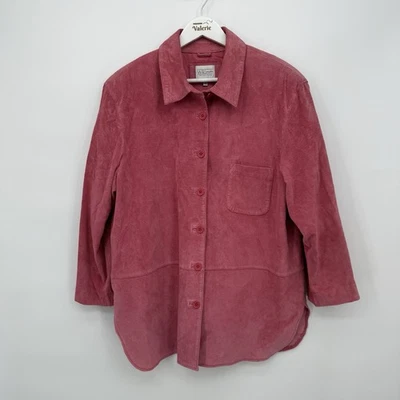 Chaqueta Willi Smith Vintage Rosa Gamuza Cuero Botón Frontal Talla 12 Foto 1 de 4