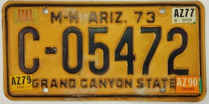 Vintage ARIZONA License Plate 1973 Mobile Home Yellow Metal Auto Collectible - Picture 1 of 2