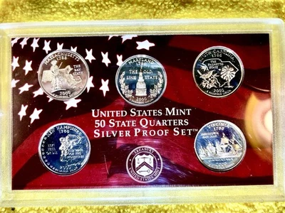 2000 S SILVER Proof State Quarter Set• With Box & COA•5 Encased Silver Proof• - Image 1 of 4