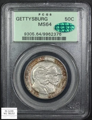 1936 Gettysburg Commemorative Half Dollar OGH Old Green Holder PCGS MS 64 CAC - Image 1 of 4