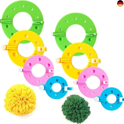 MARKE VIEXPAND 4 Größen Pompom Maker(8 Pcs), Kunststoff Pompom Maker Set, Bommelschablone F