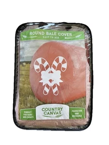Weihnachten Zuckerstangen rund Heuballen Abdeckung in rot & weiß von Country Canvas NEU - Bild 1 von 4