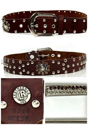 Cinturón LeatherRock Usa Mujer Western Marrón, con piedras, cristales y tachuelas Talla L 36 Foto 1 de 4