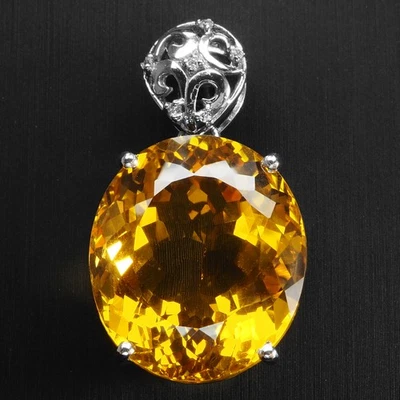 Impresionantes colgantes de oro blanco de plata de ley 925 de 34,20 quilates de citrino dorado amarillo Foto 1 de 4