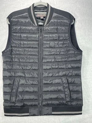 Michael Kors Mens Vest Large Black White MK Logo Outdoor Full Zip Puffer Vest - Image 1 of 4