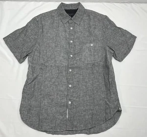 Rag & Bone Linen Shirt Men's Medium Short Sleeve Button-Up Solid Gray Casual - Picture 1 of 7