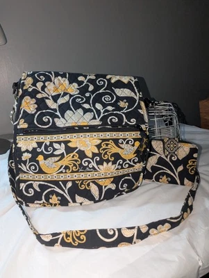Vera Bradley Messenger Bag   Crossbody Quilted Shoulder Bag Yellow Bird Pattern  - Image 1 of 4