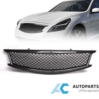 Front Bumper Upper Grille Mesh For Infiniti G37 Sedan 10-13 Carbon Fiber Style Foto 1 de 4