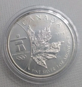 Canada 2008 Maple Leaf S 1 Oz Fine Silver Coin $5 Olympics - Bild 1 von 2