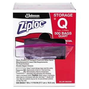 Ziploc Double Zipper Plastic Storage Bag 1.75 mil 1qt Clr Write-On ID Panel - Picture 1 of 5