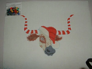 BG Lona con Aguja Pintada a Mano Navidad Texas Longhorn con Luces de Cuerda C121 - Imagen 1 de 1
