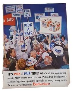 Vintage Advertisement 1964 Post Budweiser Beer Politics Political - Picture 1 of 6