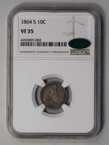 1864-S Seated Liberty Dime 10C NGC VF35 (CAC) Cover