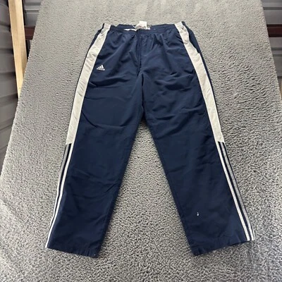 Pantalones deportivos Adidas vintage para hombre XL azul poliéster calce suelto 3 rayas forrados de malla Foto 1 de 4
