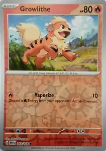 058/165 GROWLITHE REVERSE HOLO SCARLET & VIOLET 151 POKEMON CARD - Picture 1 of 1