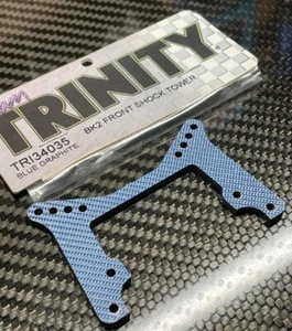 Trinity Rc BK2 Blue Carbon fiber Front Shock Tower Kinwald Graphite Vintage - Picture 1 of 4