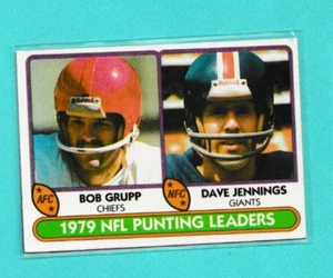 BOB GRUPP - DAVE JENNINGS 1980 Topps 1979 NFL Punting #336 NY Giants Chiefs 2 - Picture 1 of 2