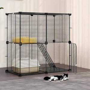 2-Tier Metal Cat Cage Enclosure Indoor Outdoor Playpen for Small Pets - Picture 1 of 9