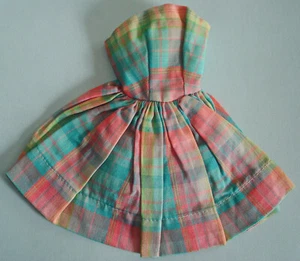 Vintage Premier Togs #78 Pink Blue Green Plaid Strapless Dress 1950s-60s - Picture 1 of 6
