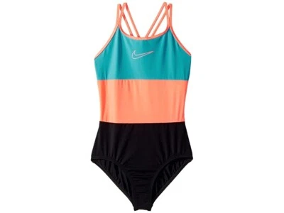 Nike Kids Girl's 244699  Light Blue Fury Spiderback One-Piece Swimsuit Size 8 - Image 1 of 2