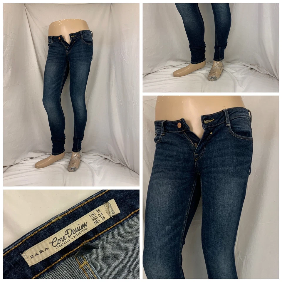 Zara Jeans 4 Blue Dark Wash Slim Fit Skinny Cotton Stretch YGI X1-190 - Image 1 of 4