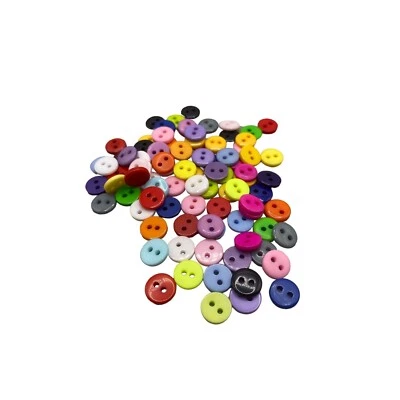 100 Pack Mixed Buttons 9mm Round 2-Hole Assorted Colours For Crafts Sewing Arts - Image 1 of 4