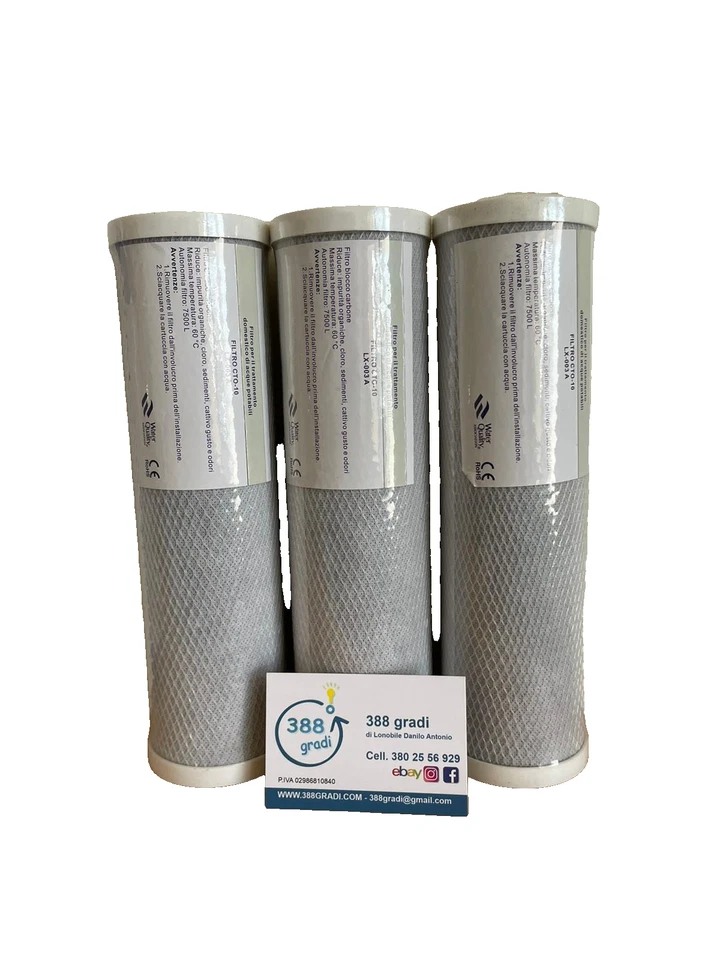 CARTUCCIA FILTRO CARBONE ATTIVO PEZZI 3 CTO CARBON BLOCK A 5 MICRON 10" - Image 1 of 4
