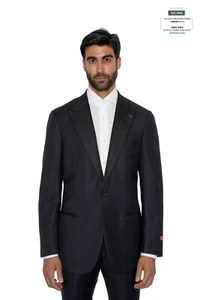 $5200 ISAIA NAPOLI "Aquaspider" Blue Navy Tuxedo Jacket Wool 42 US / 52 EU 8L - Picture 1 of 8