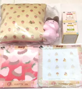Meiji Apollo 2023 Cushion With Plush Doll Towel Glass Case Strawberry Chocolate - Picture 1 of 5