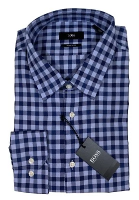Camisa de vestir para hombre Hugo Boss azul a cuadros 15 1/2 (15,5) 34/35 ajuste regular nueva con etiquetas NUEVA CON ETIQUETAS NUEVA Foto 1 de 3