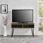 Owen Rustic Oak Retro TV Stand Wood Metal Table Furniture With Shelves Up To 42"