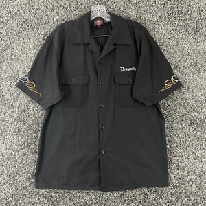 Dragonfly Roadhouse Men’s M Black Biker Embroidery Shirt Short Sleeve Button Up - Picture 1 of 8