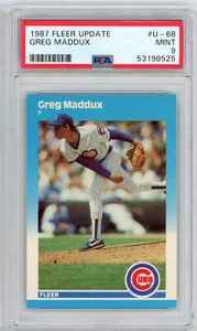 Graded 1987 Fleer Update Greg Maddux #U68 Rookie RC Baseball Card PSA 9 Mint - Picture 1 of 2