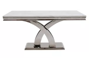 MARBLE 6 SEATER DINING TABLE WHITE - Picture 1 of 2