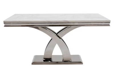MARBLE 6 SEATER DINING TABLE WHITE - Image 1 of 2